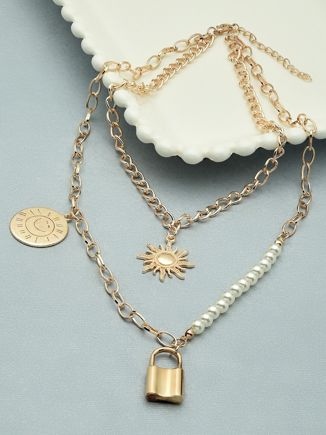 AMI Gold-Plated Layered Charm Chain