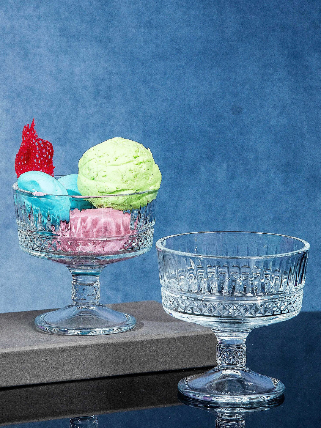 Pasabahce PB Elysia Transparent Set of 4 Glass Ice Cream Bowls 250 ml Each
