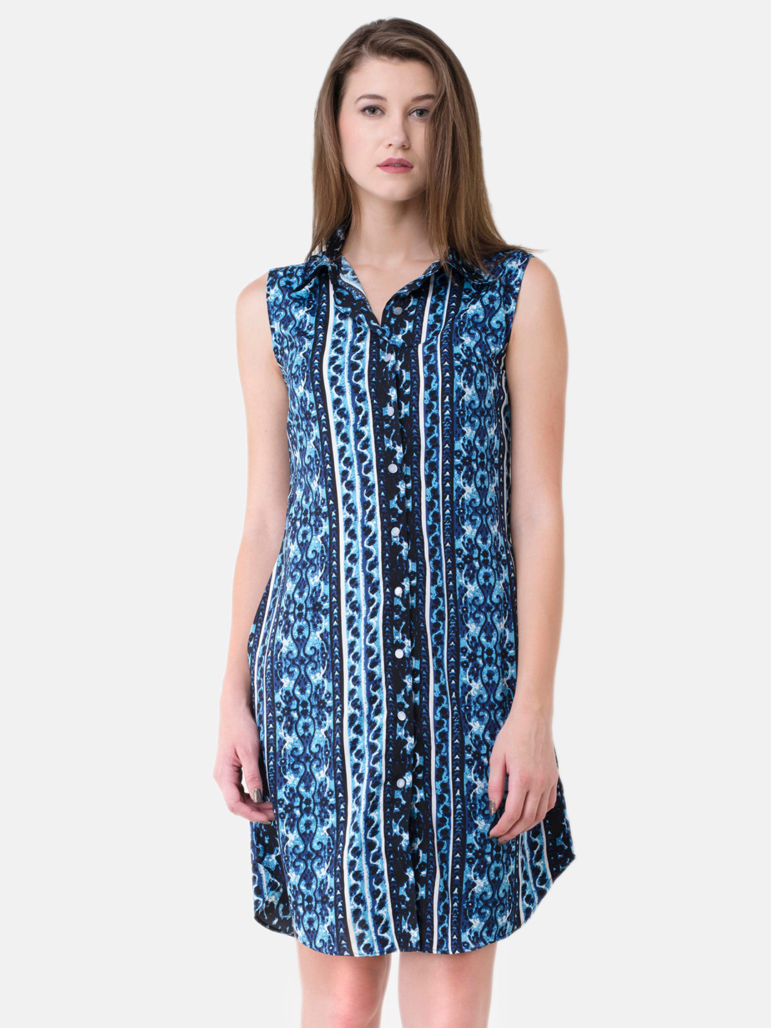 V&M Ethnic Motifs Crepe Shirt Dress