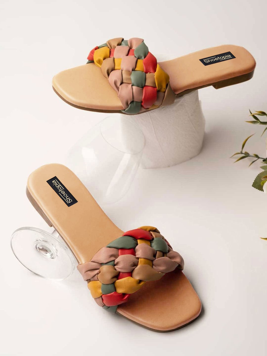 Shoetopia Women Colourblocked Open Toe Flats
