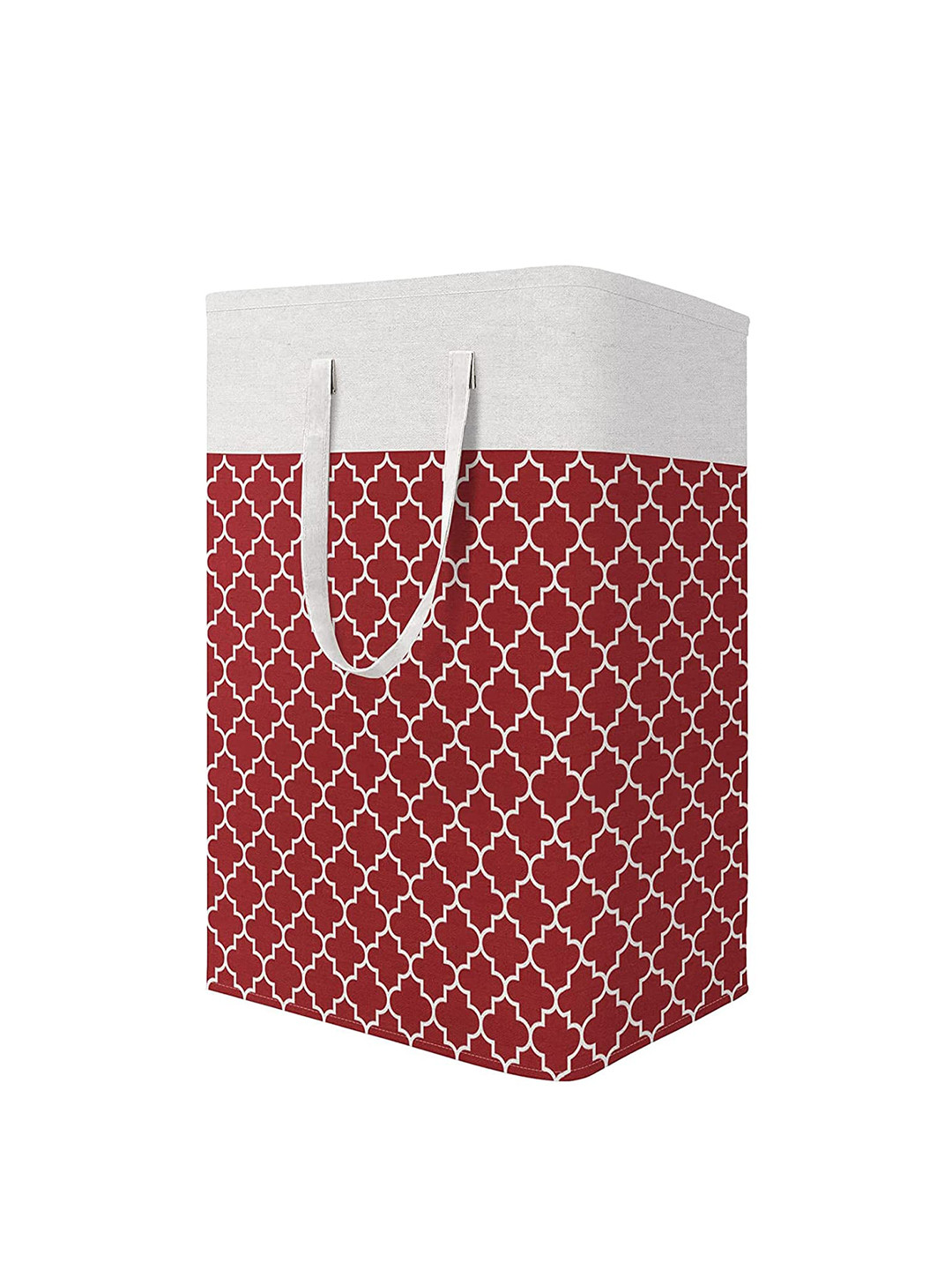 HOUSE OF QUIRK Red & White Collapsible Waterproof Large Laundry Bag with Handles 75L