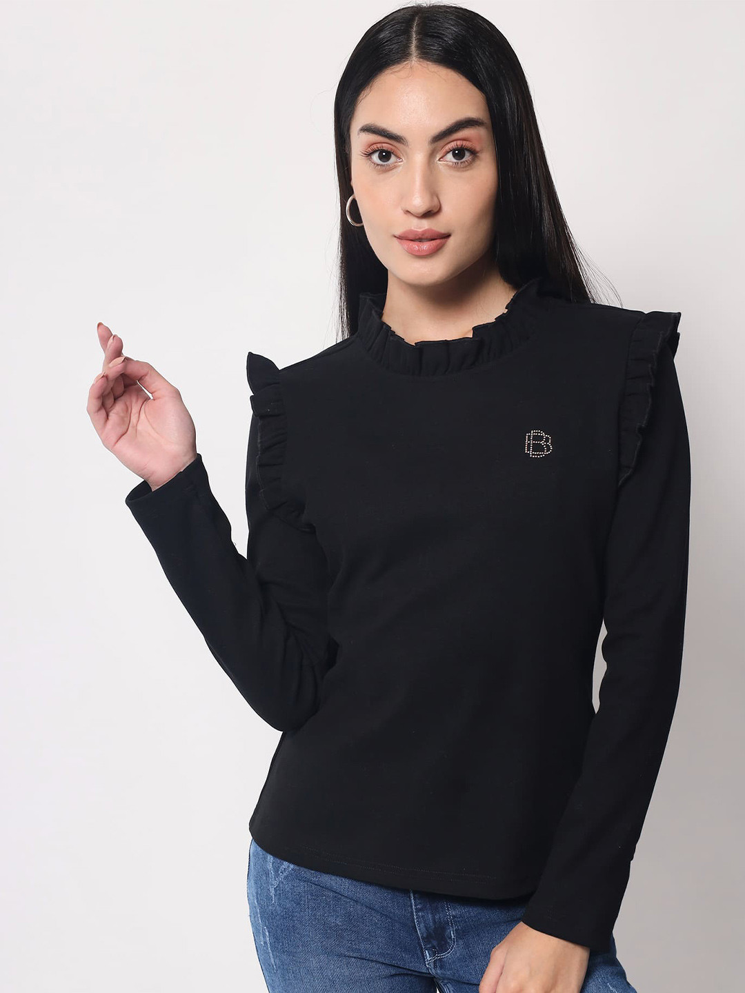 Beatnik Ruffles High Neck Top