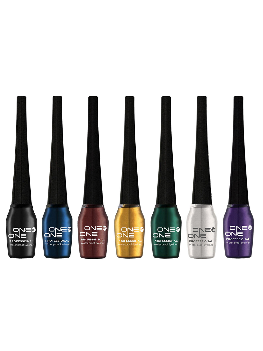 ONE on ONE Set Of 7 Professional Waterproof Glossy Liquid Eyeliner - 5 ml Each