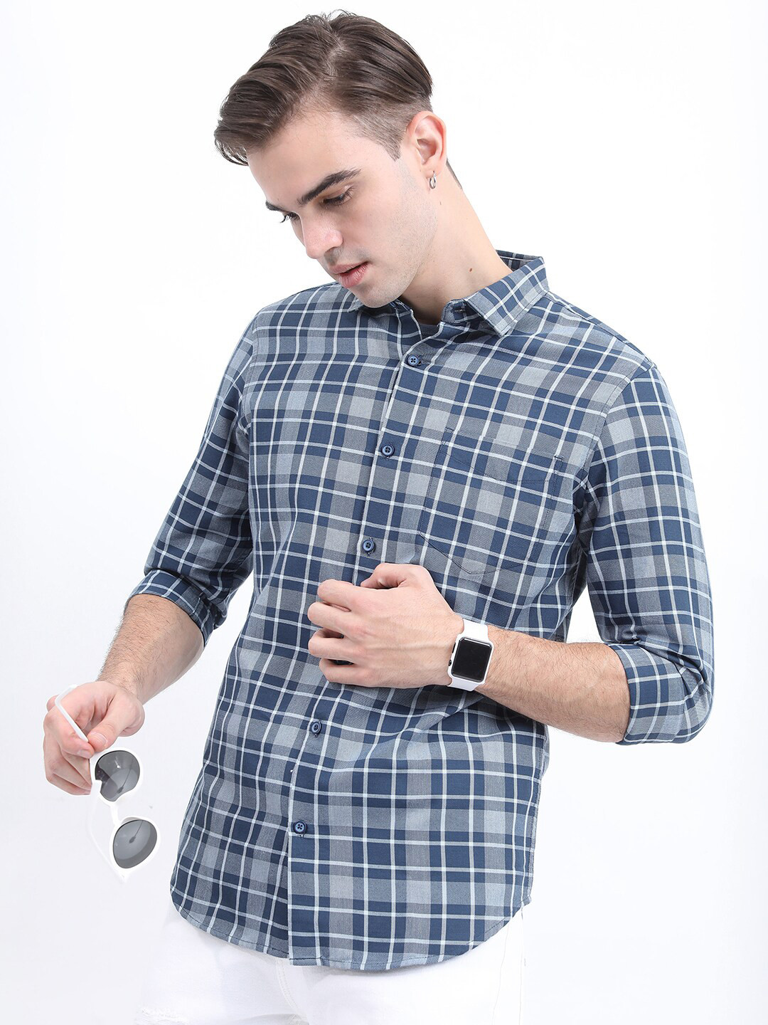 KETCH Men Slim Fit Shepherd Checks Checked Casual Shirt