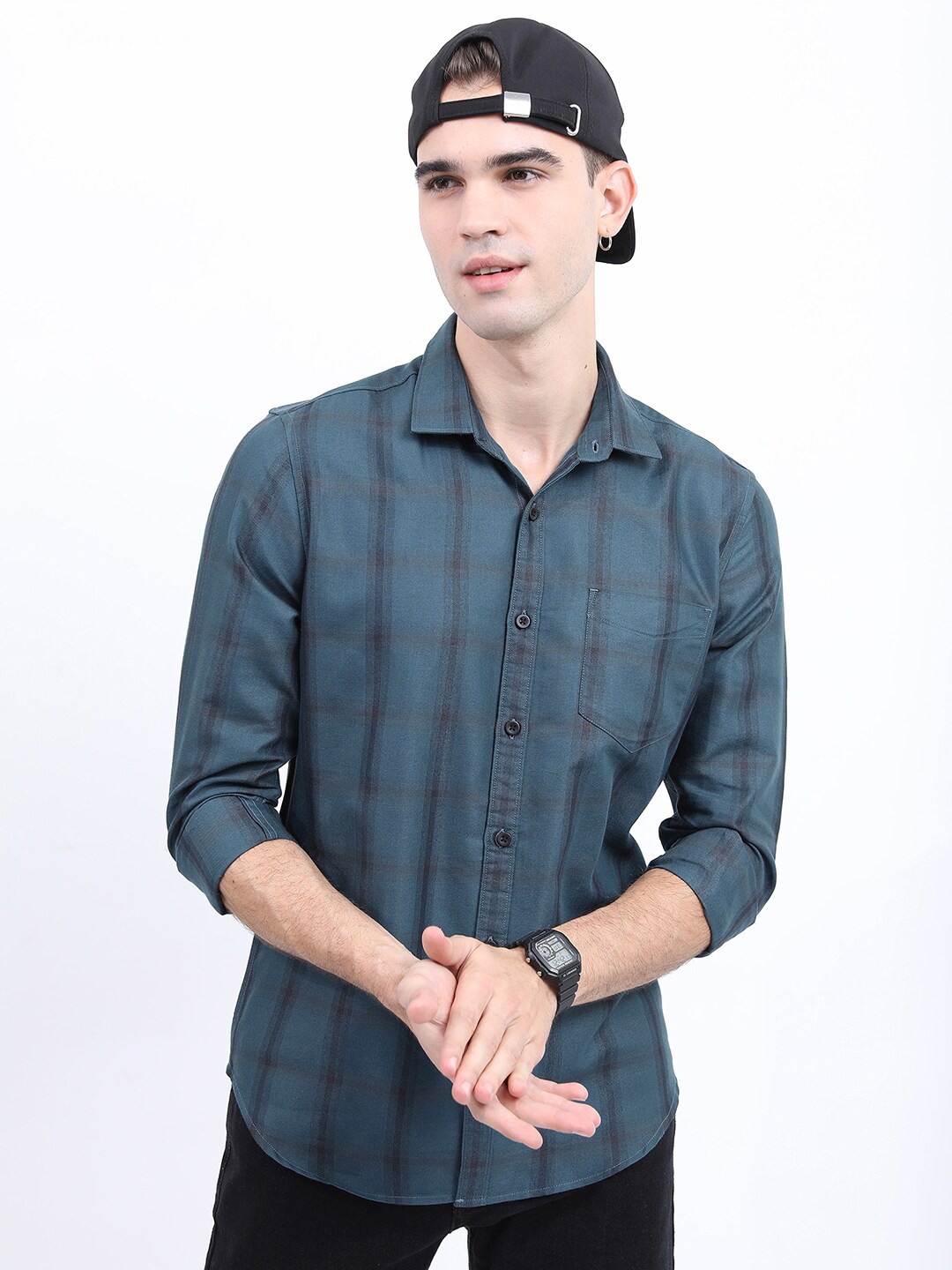 KETCH Men Slim Fit Shepherd Checks Checked Casual Shirt