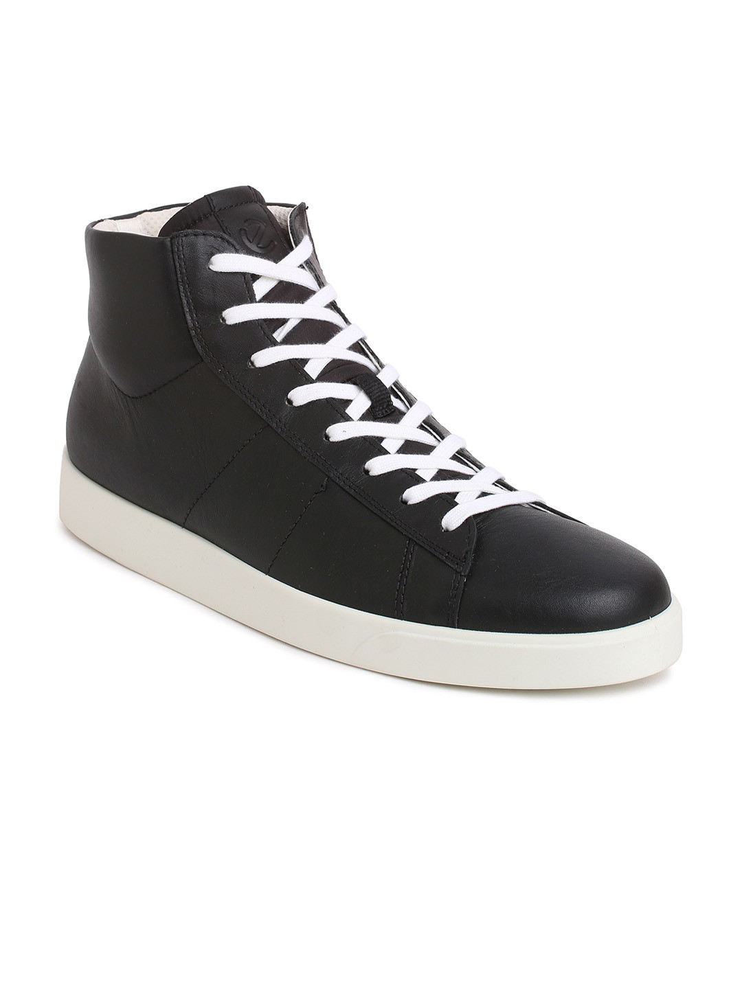 Ecco Mens Street Lite Black Leather Regular Sneakers