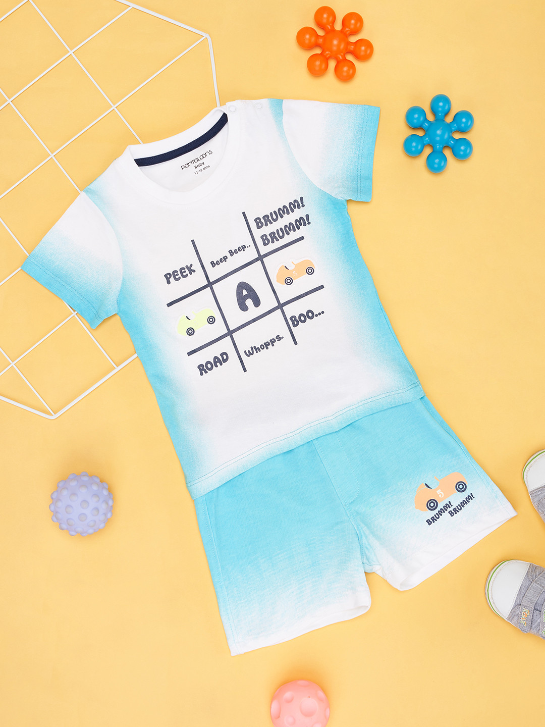 Pantaloons Baby Boys Pure Cotton Dyed T-shirt with Shorts