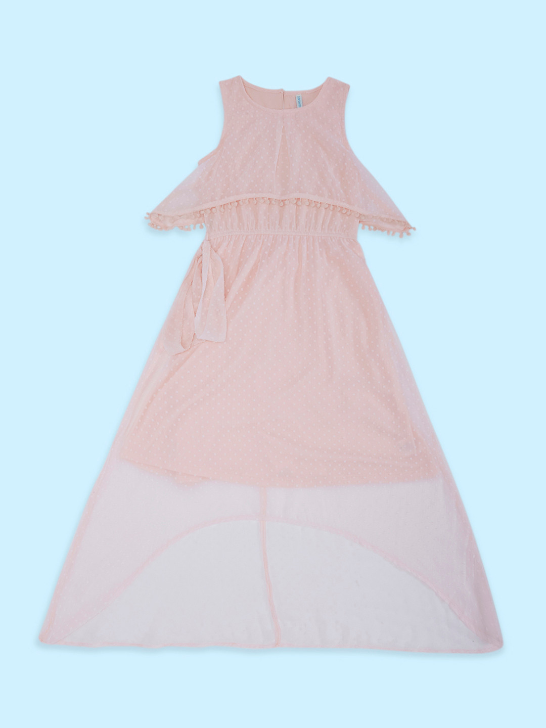Pantaloons Junior Self Design Layered Cotton A-Line Maxi Dress