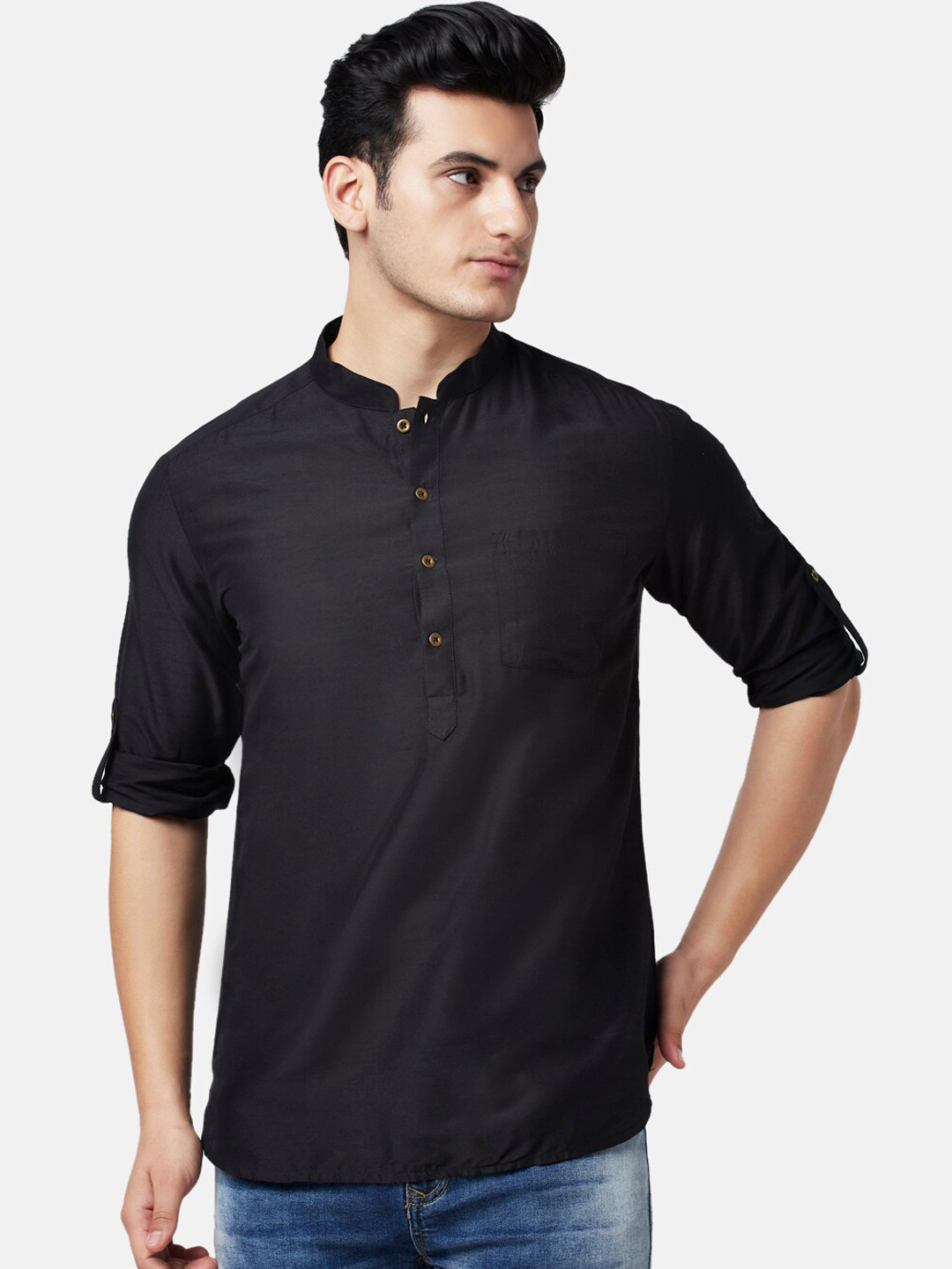 indus route by Pantaloons Men Roll-Up Sleeves Kurta