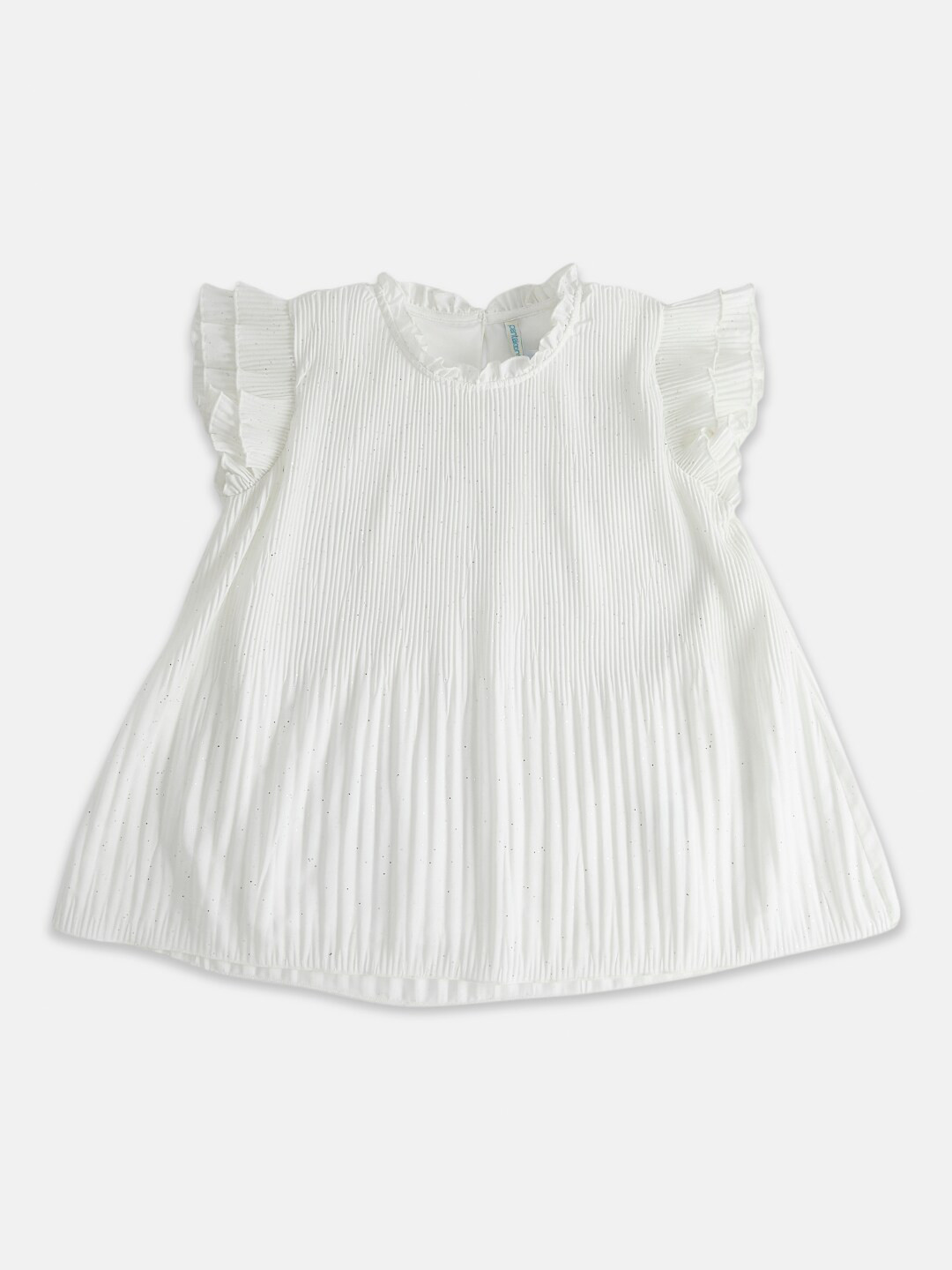 Pantaloons Junior Kids Striped Flutter Sleeves Cotton Top