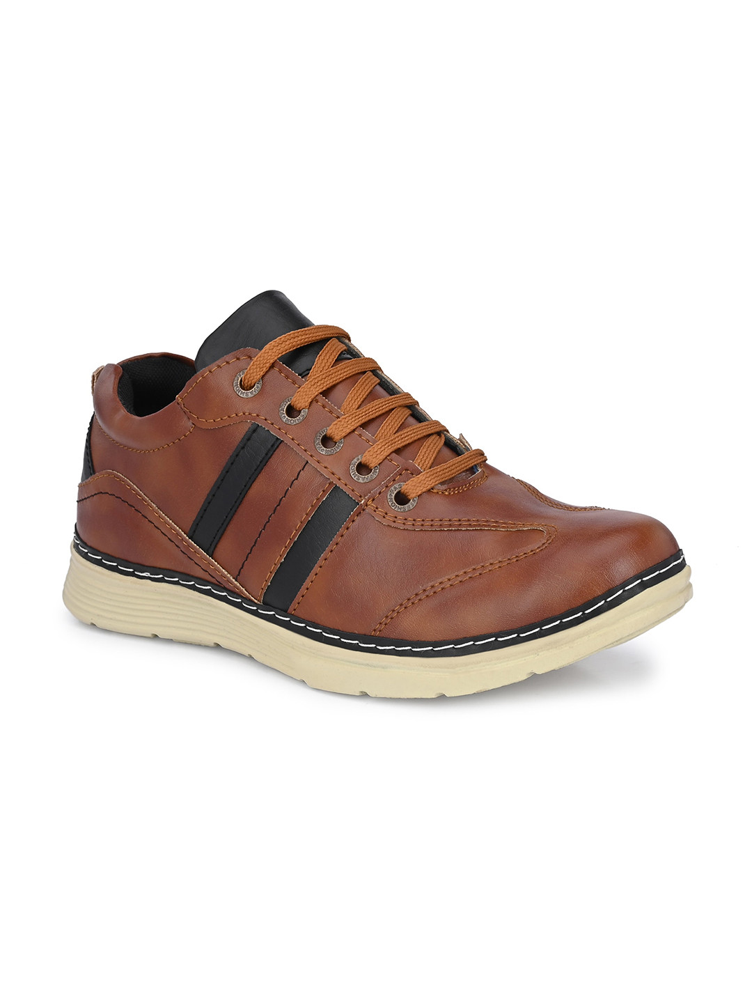 Hundo P Men Striped Mid-Top Comfort Insole Sneakers