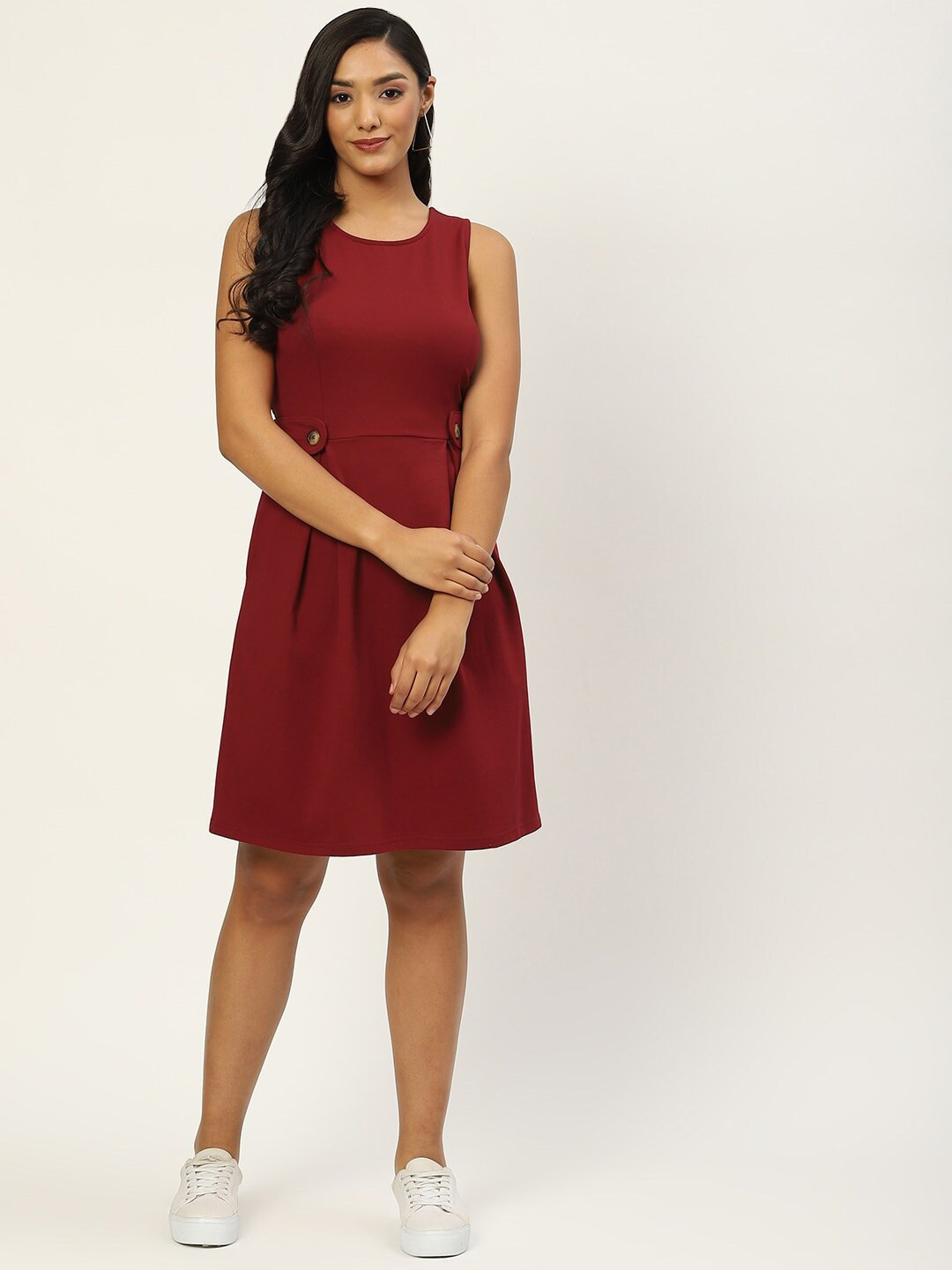 BRINNS Sleeveless Belted Detailed Knee Length A-Line Dress
