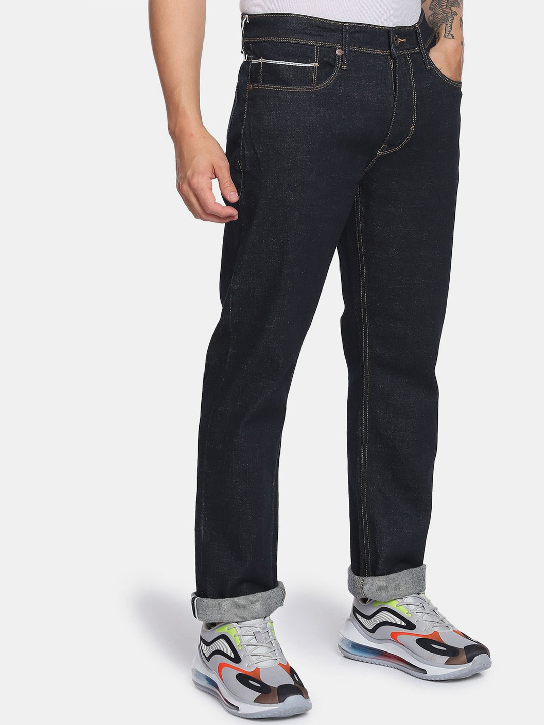 Flying Machine Mid Rise F-Jango Straight Fit Selvage Jeans