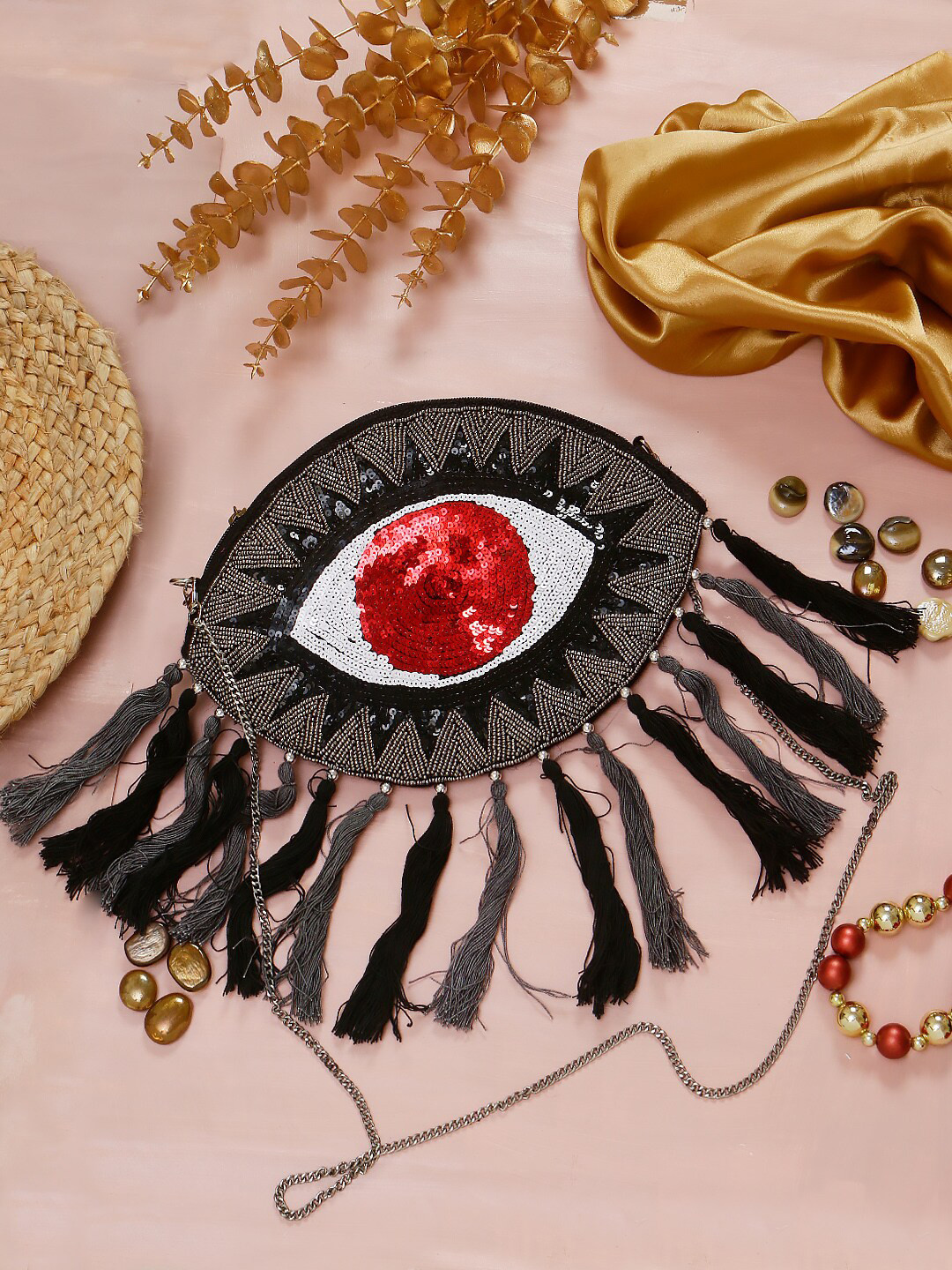 Swisni Women Embellished Fabric Purse Clutch