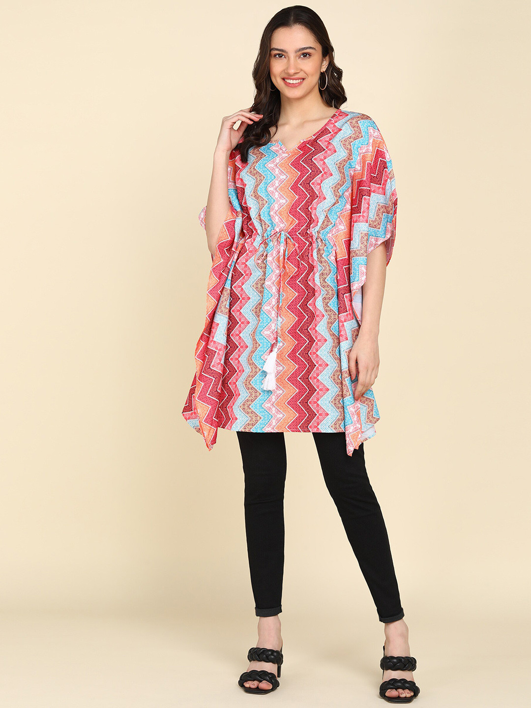 ZNX Clothing Women Chevron Printed Quirky Kaftan Kurta