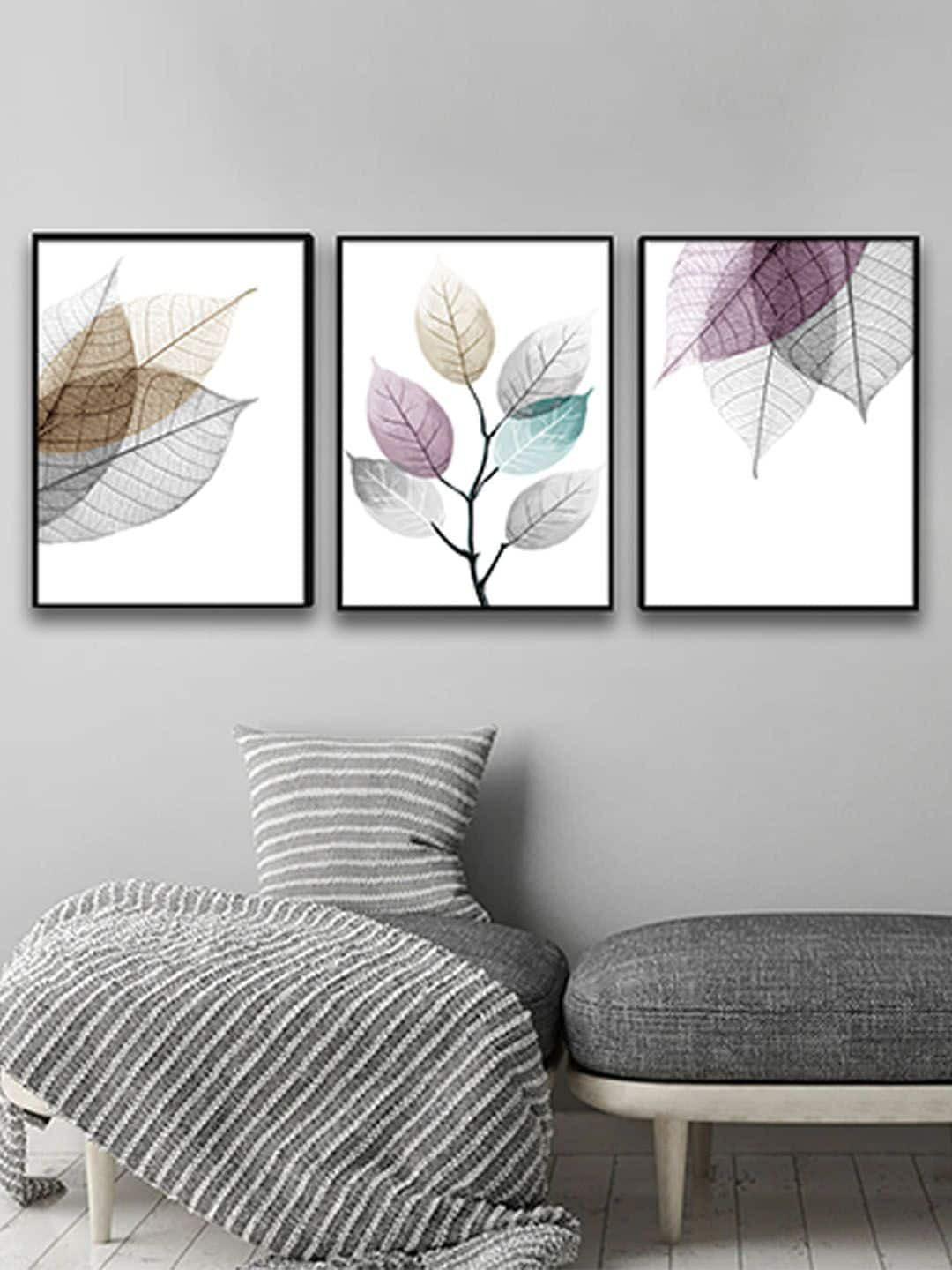 Art Street Leafs Canvas 3 Piece Wall Rectangle Paintings Wall Art