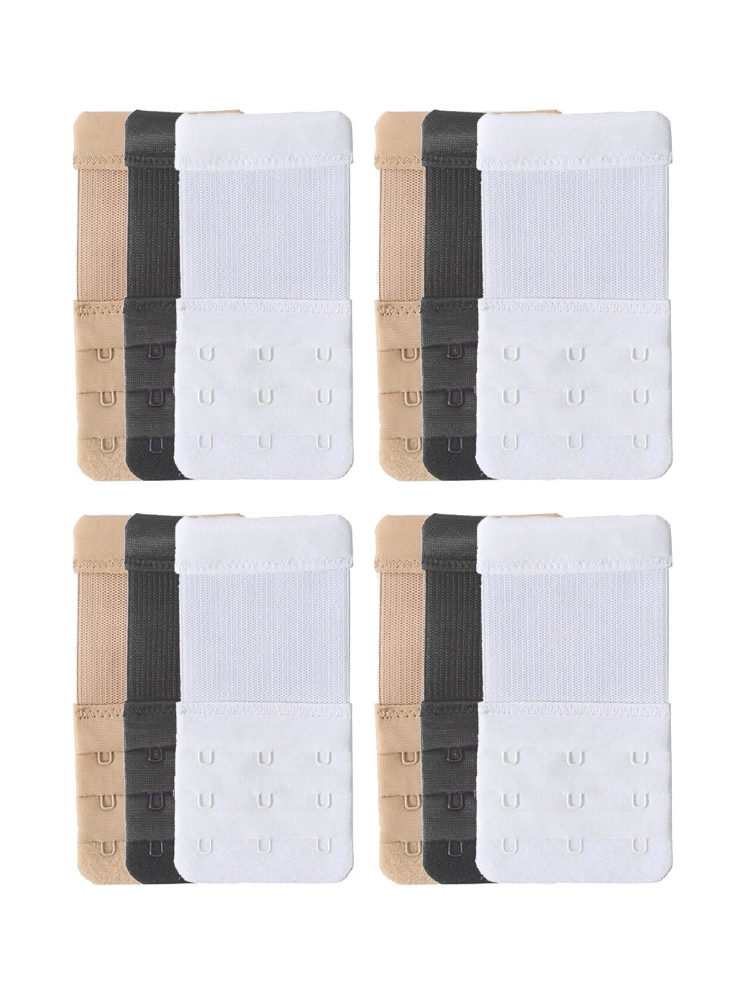 StyFun Pack of 12 Stretchy 3 Hook 3 Eye Bra Extenders