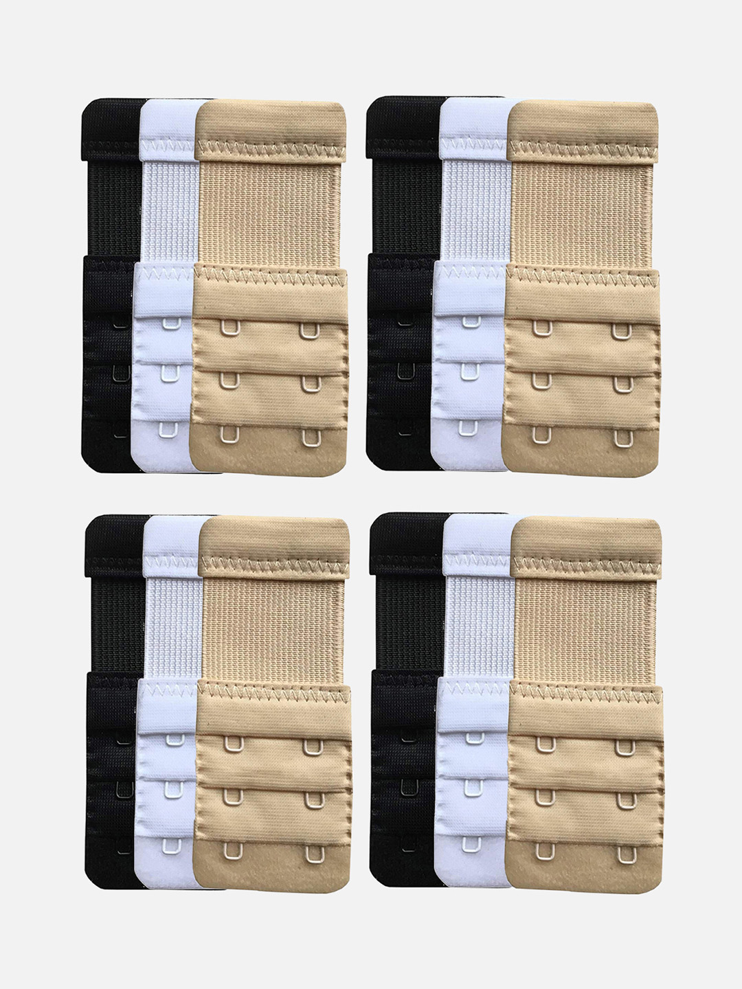 StyFun Pack of 12 Stretchy 2 Hook 3 Eye Bra Extenders