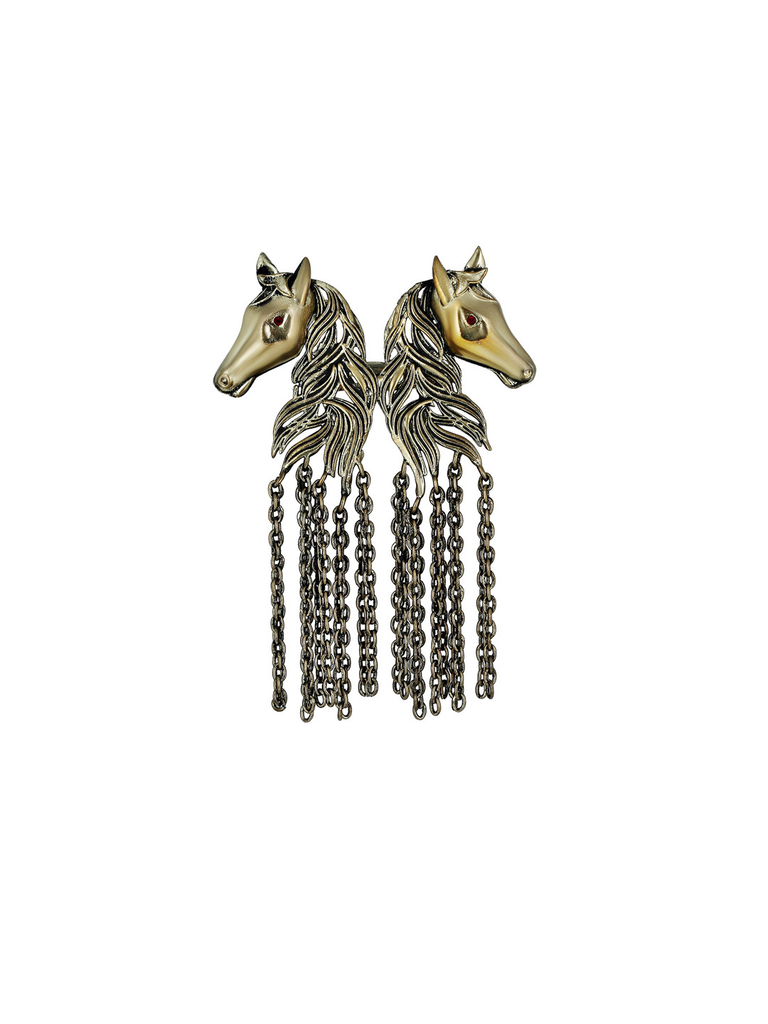 Mahi Men Dual Horse Shaped Chain Brooch