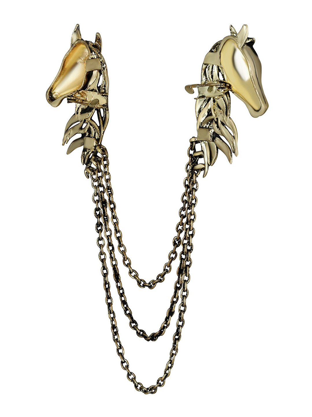 Mahi Men Dual Horse Shaped Tassel Chain Shervani Brooch