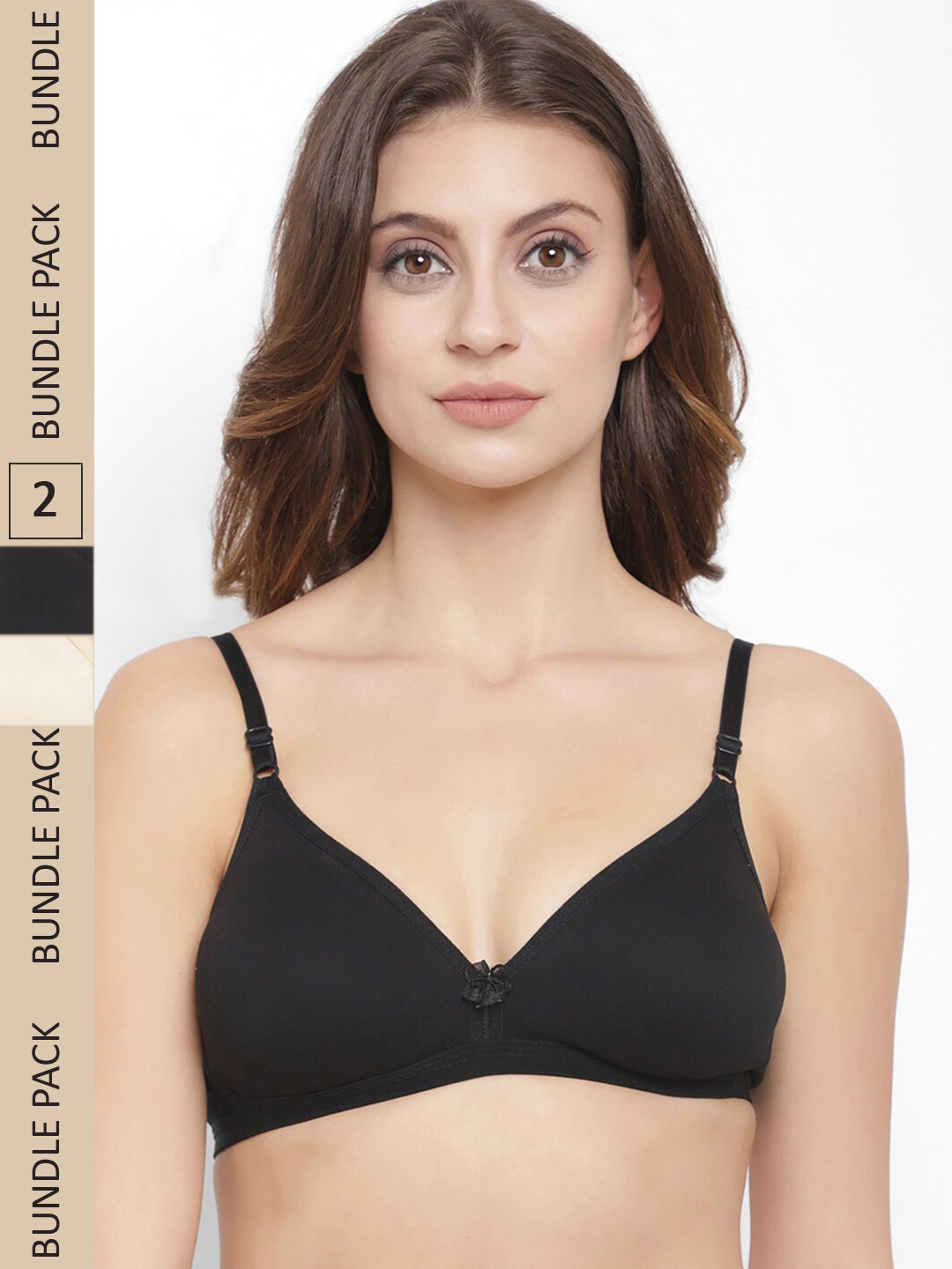 Floret Pack of 2 Non Padded Non-Wired Cotton Medium Coverage Everyday T-Shirt Bra