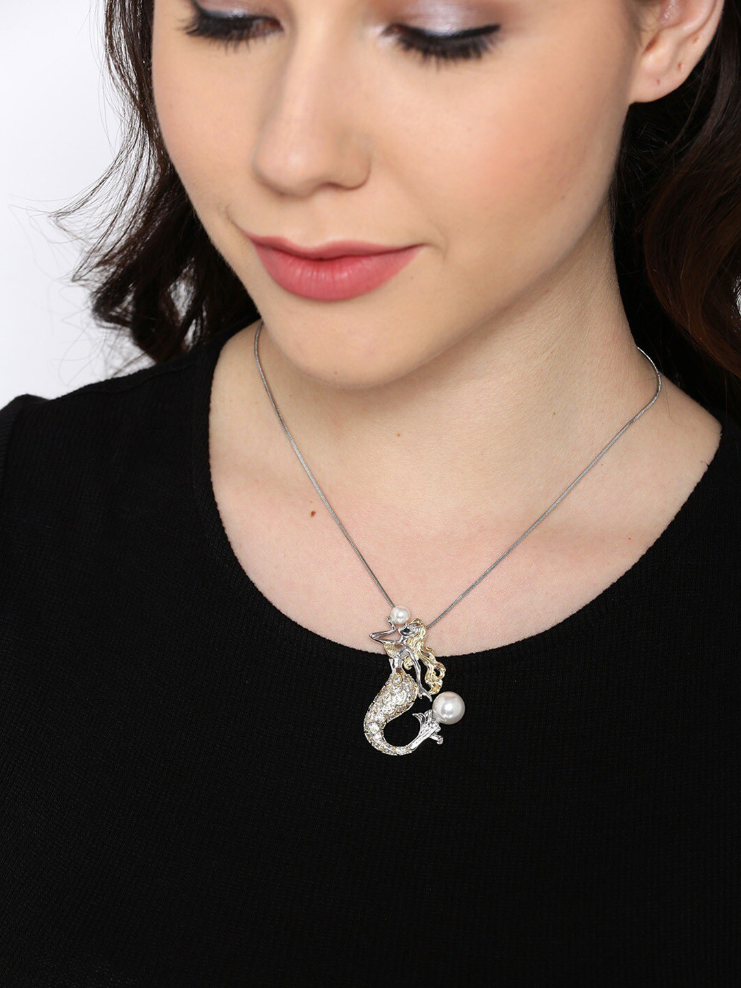 YouBella Gold-Plated Mermaid Pendant with Chain