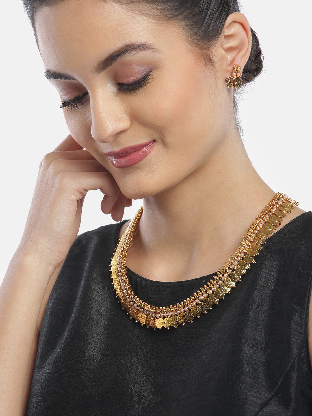 YouBella Gold-Plated Beaded Coin Jewellery Set