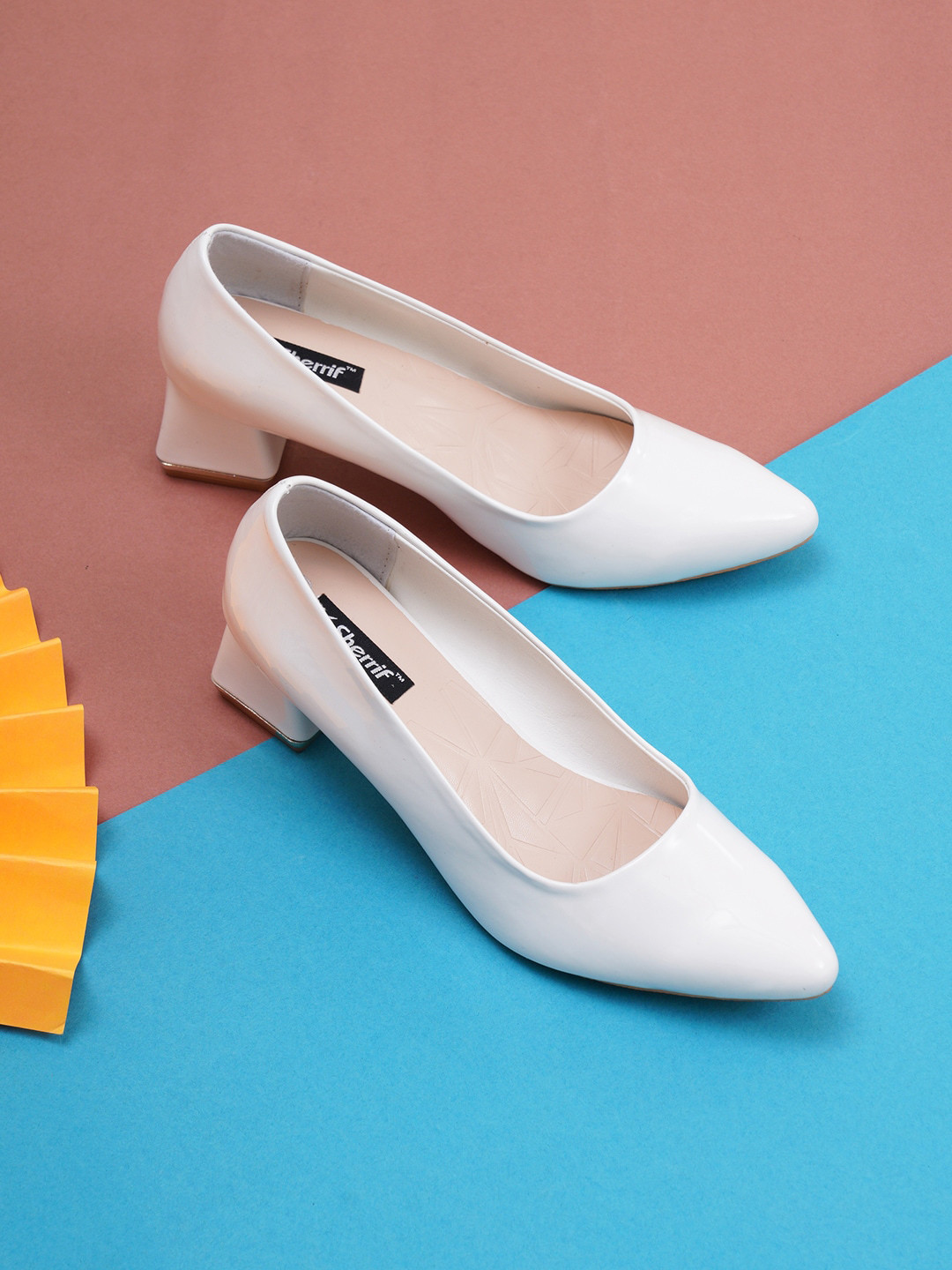 Sherrif Shoes Pointed Toe Block Pumps