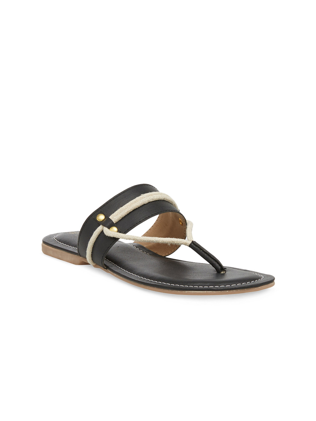 Wet Blue Women Black & Beige Colourblocked Flats