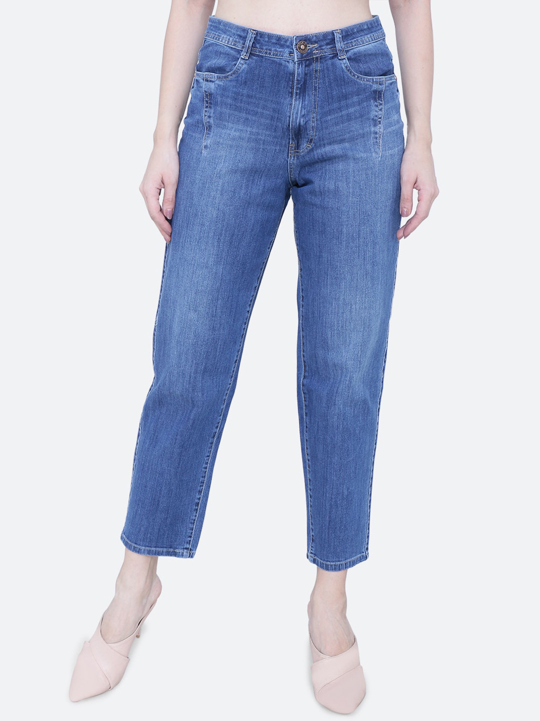 FCK-3 Women Cotton Frisky Boyfriend Fit High-Rise Heavy Fade Jeans