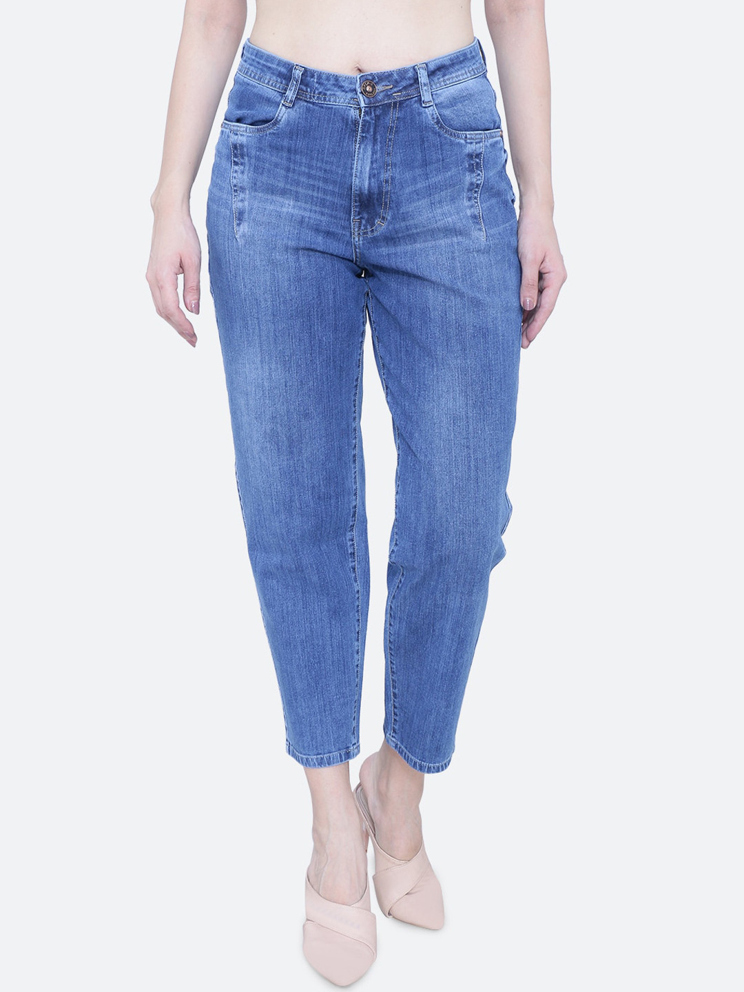 FCK-3 Women Frisky Boyfriend Fit High-Rise Low Distress Heavy Fade Jeans