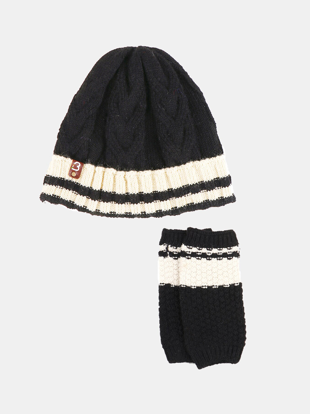 Bharatasya Kids Pack of 2 Patterned Acrylic Thermal Gloves With Cap