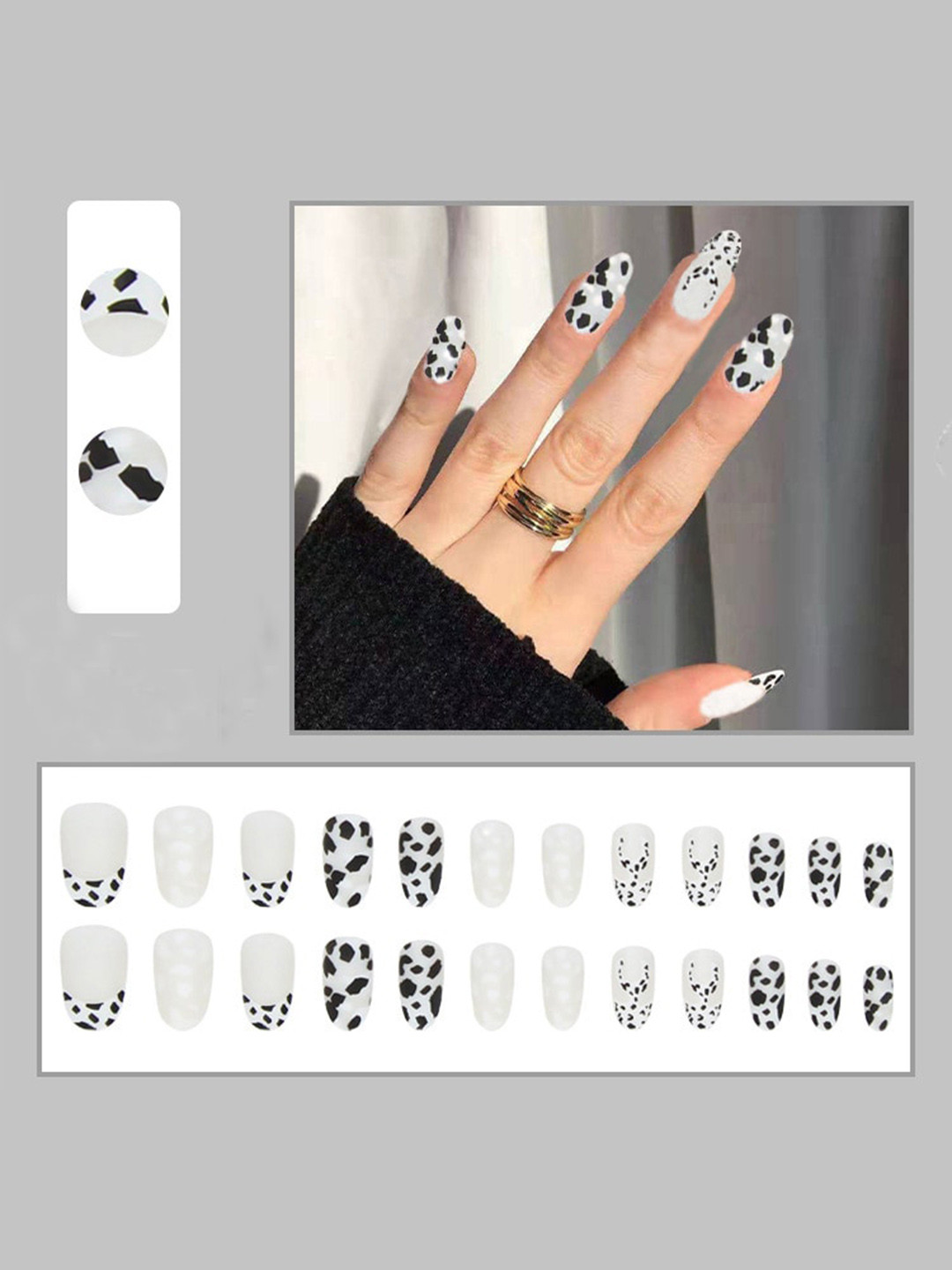 Secret Lives 24 Pieces Zebra Print Fake Nails - White
