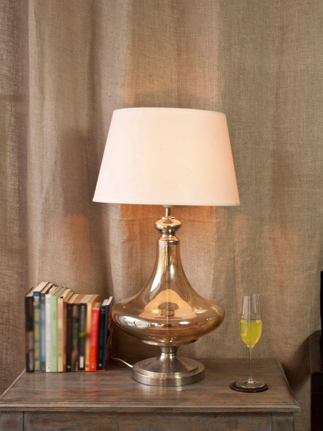 The Light Store Gold-Toned Frustum Bedside Standard Bedside Standard Table Lamp