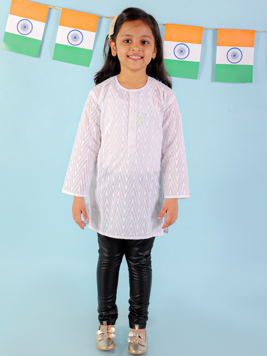 KID1 Girls Embroidered Thread Work Pure Cotton Kurti