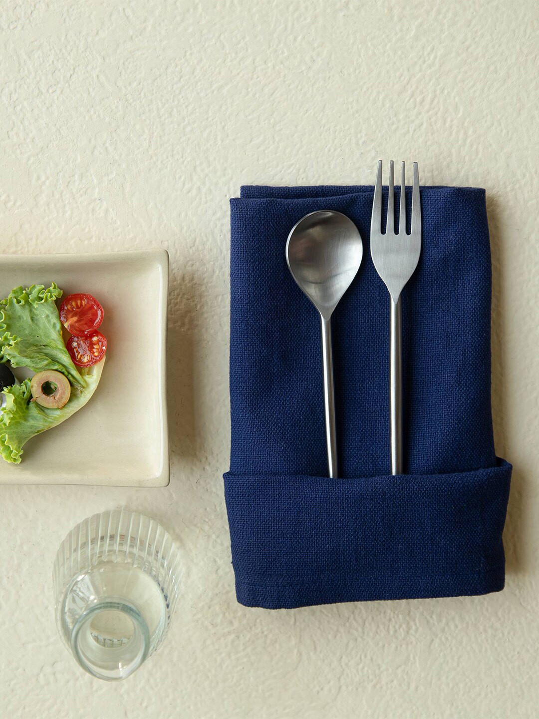 ellementry Set Of 6 Blue Cotton Square Table Napkins