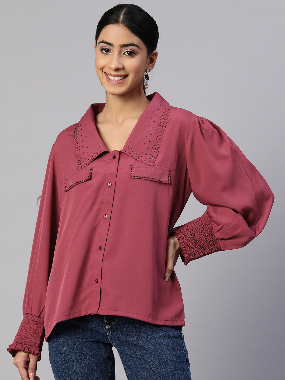 plusS Embellished Casual Shirt