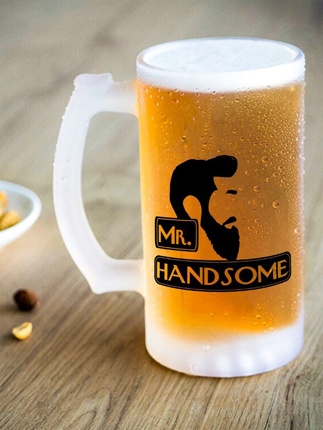 Indigifts Meet Name Personalised White Typography Glass Handmade Mug-470ml