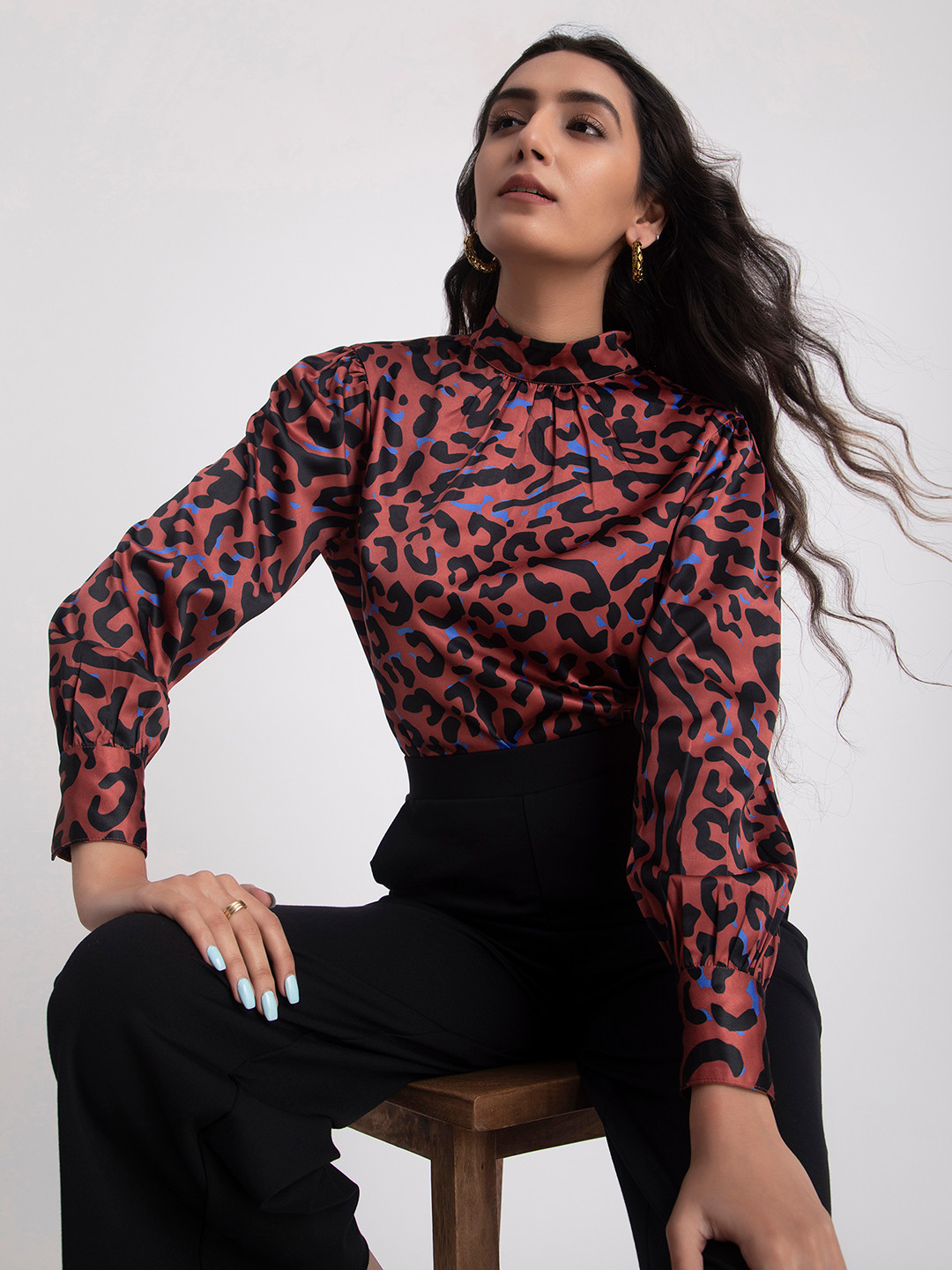 FABLE STREET Animal Print Brown Top