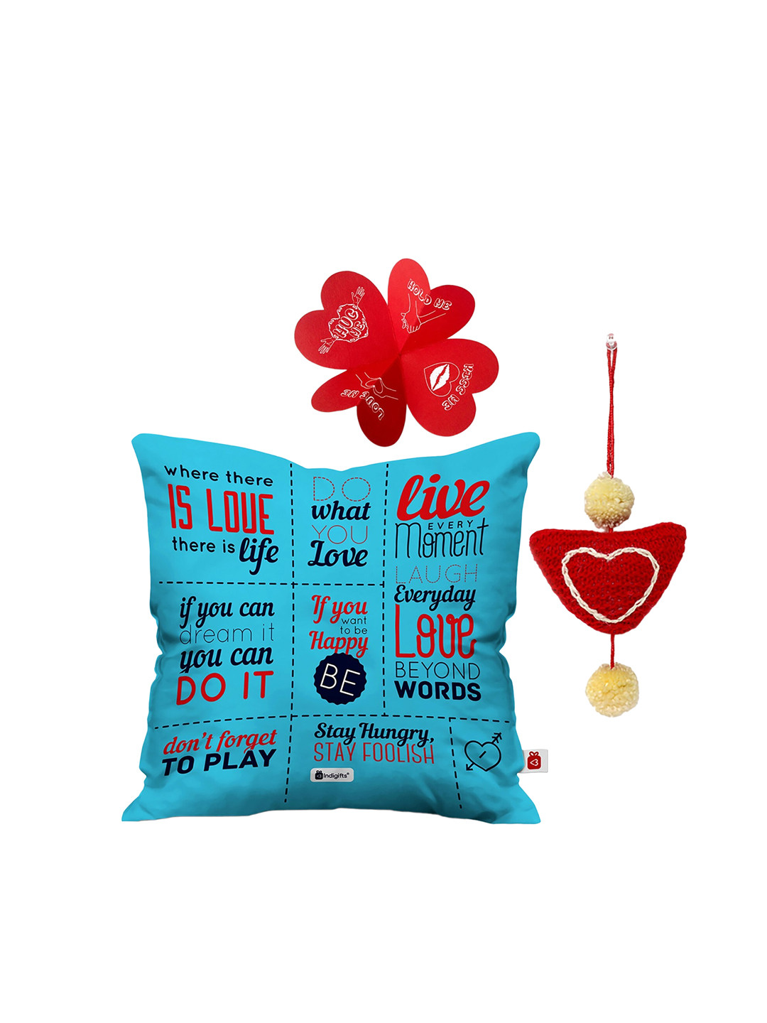 Indigifts Set of 3 Blue & Red Valentines Day Home Gift Set