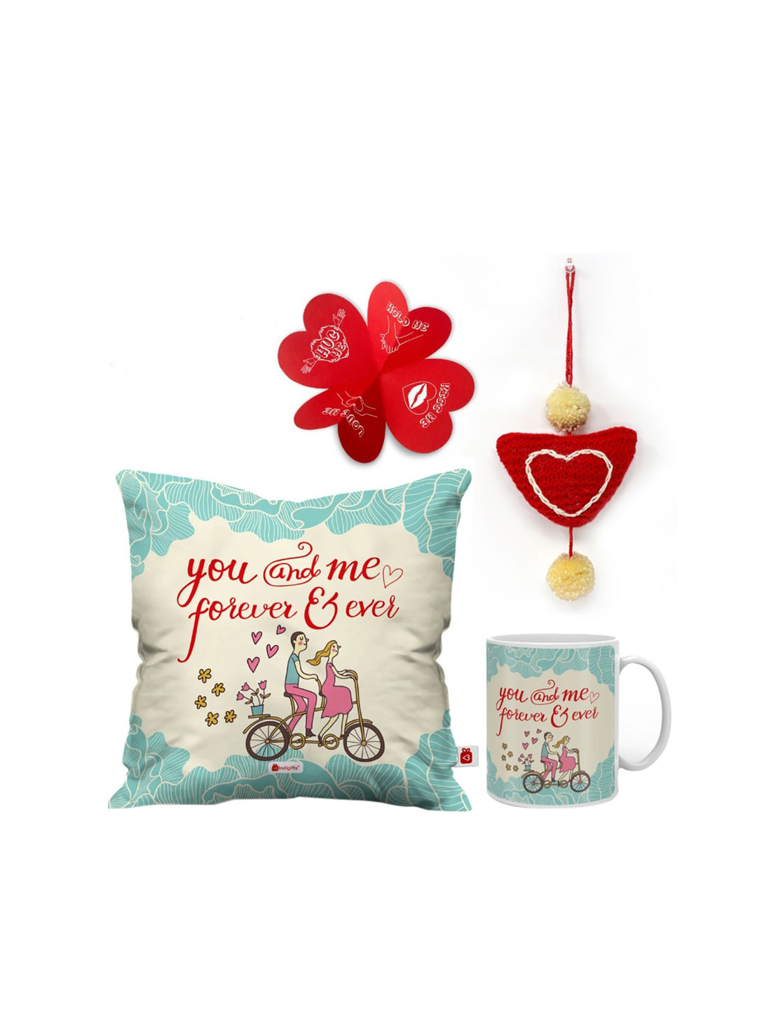 Indigifts Pack of 4 Beige & Blue Valentines Day Home Gift Set