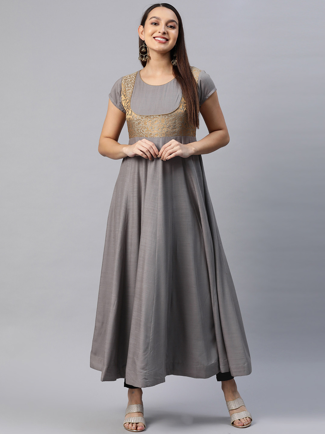 MBE Women Brocade Yoke Deisgn Anarkali Kurta