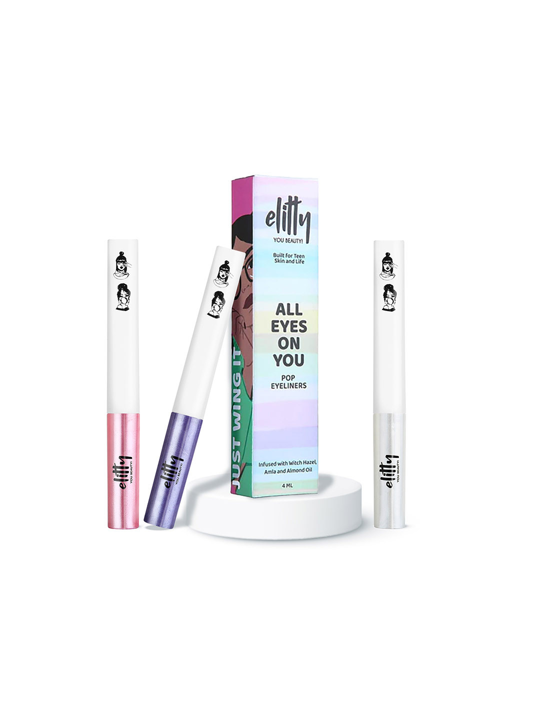 Elitty Teen Girls Set of 3 Eye Gotta Feeling Christmas Smudge Proof Metallic Pop Eyeliner