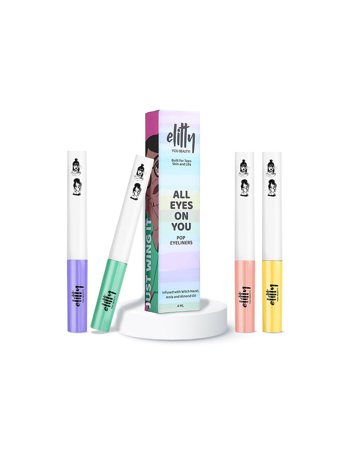 Elitty Teen Girls Eye Gotta Feeling G.O.A.T Set of 4 Smudge Proof Matte Pop Eyeliner