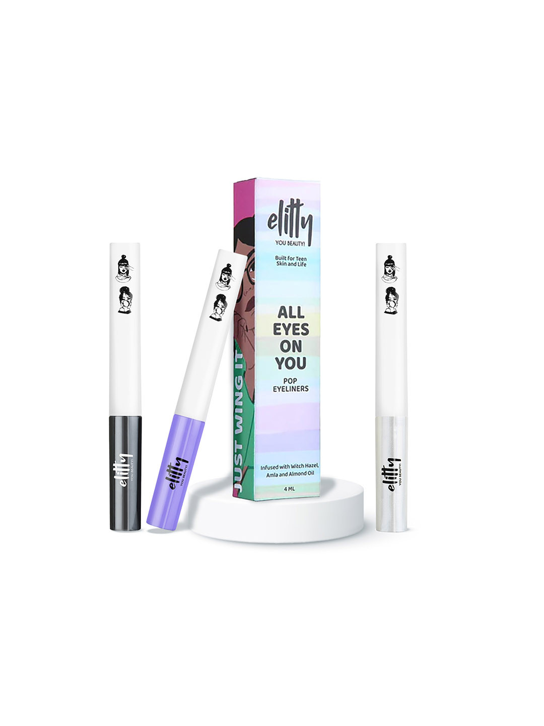 Elitty Teen Girls Pack of 3 Eye Gotta Feeling Waterproof Metallic Pop Color Eyeliner