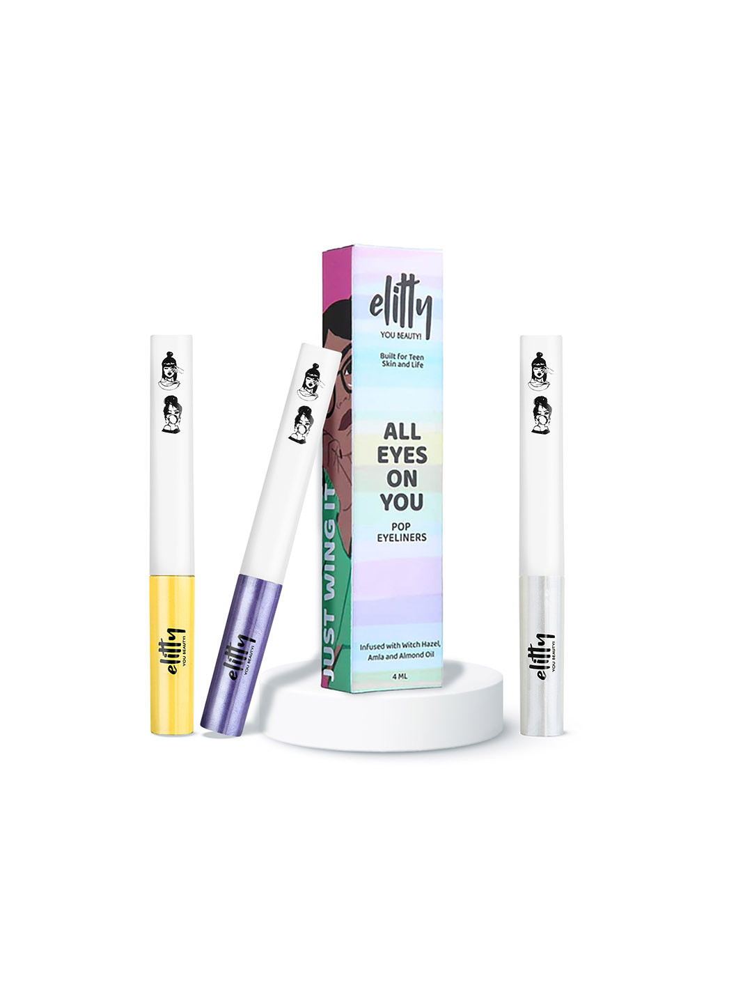 Elitty Teen Girls Pack of 3 Eye Gotta Feeling Daylight Smudge Proof Metallic Pop Eyeliner