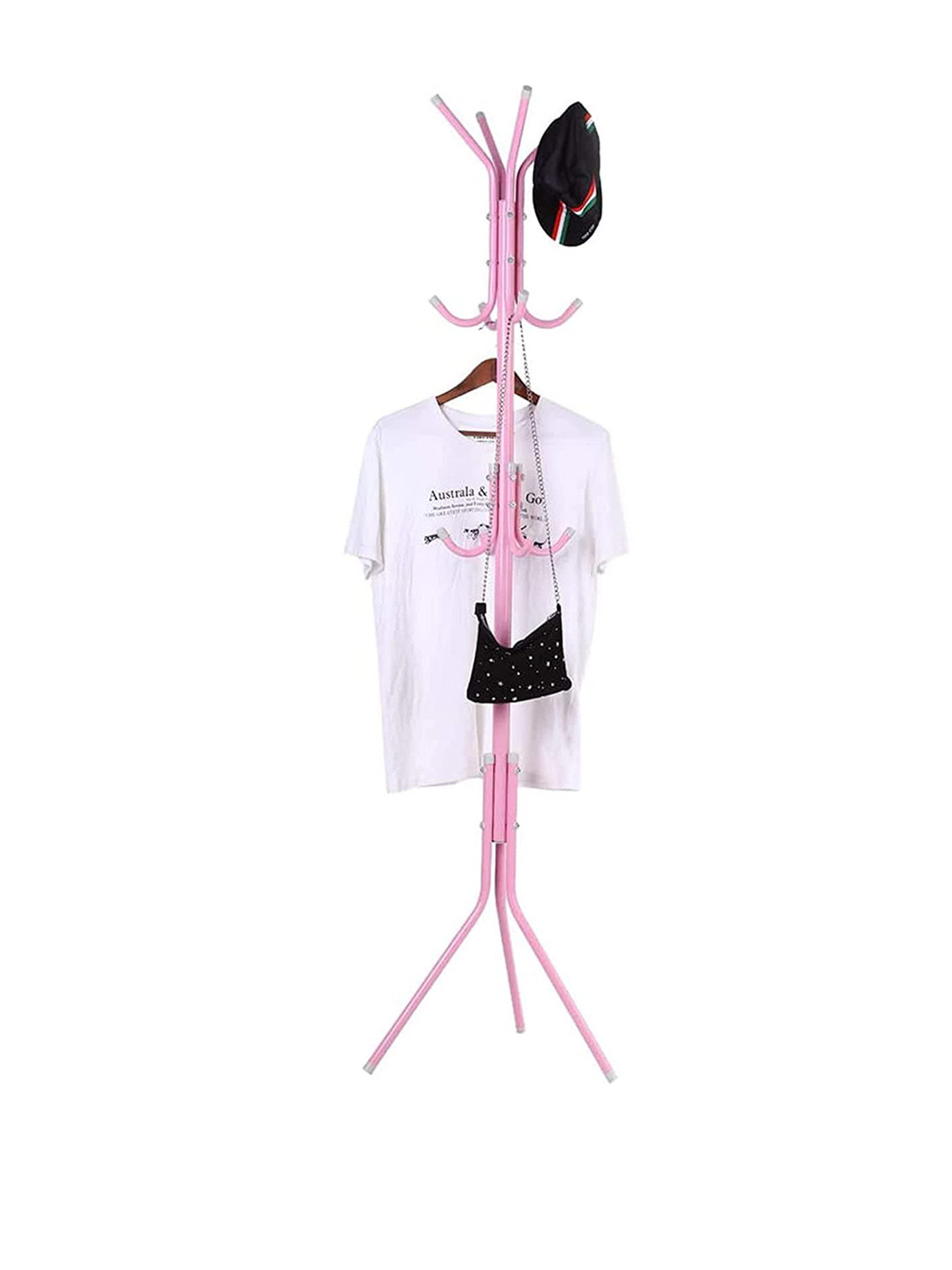HOUSE OF QUIRK Pink Multi Function Metal Tree Hanger Organizer