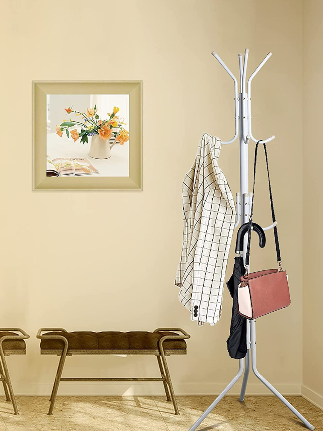 HOUSE OF QUIRK White Bedroom Cloth Organizer Hanger Rack