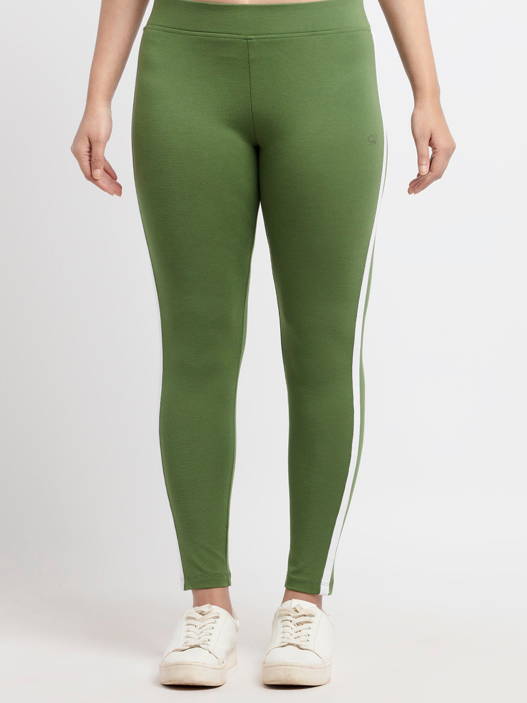 Status Quo Women Solid Side Stripe Tights