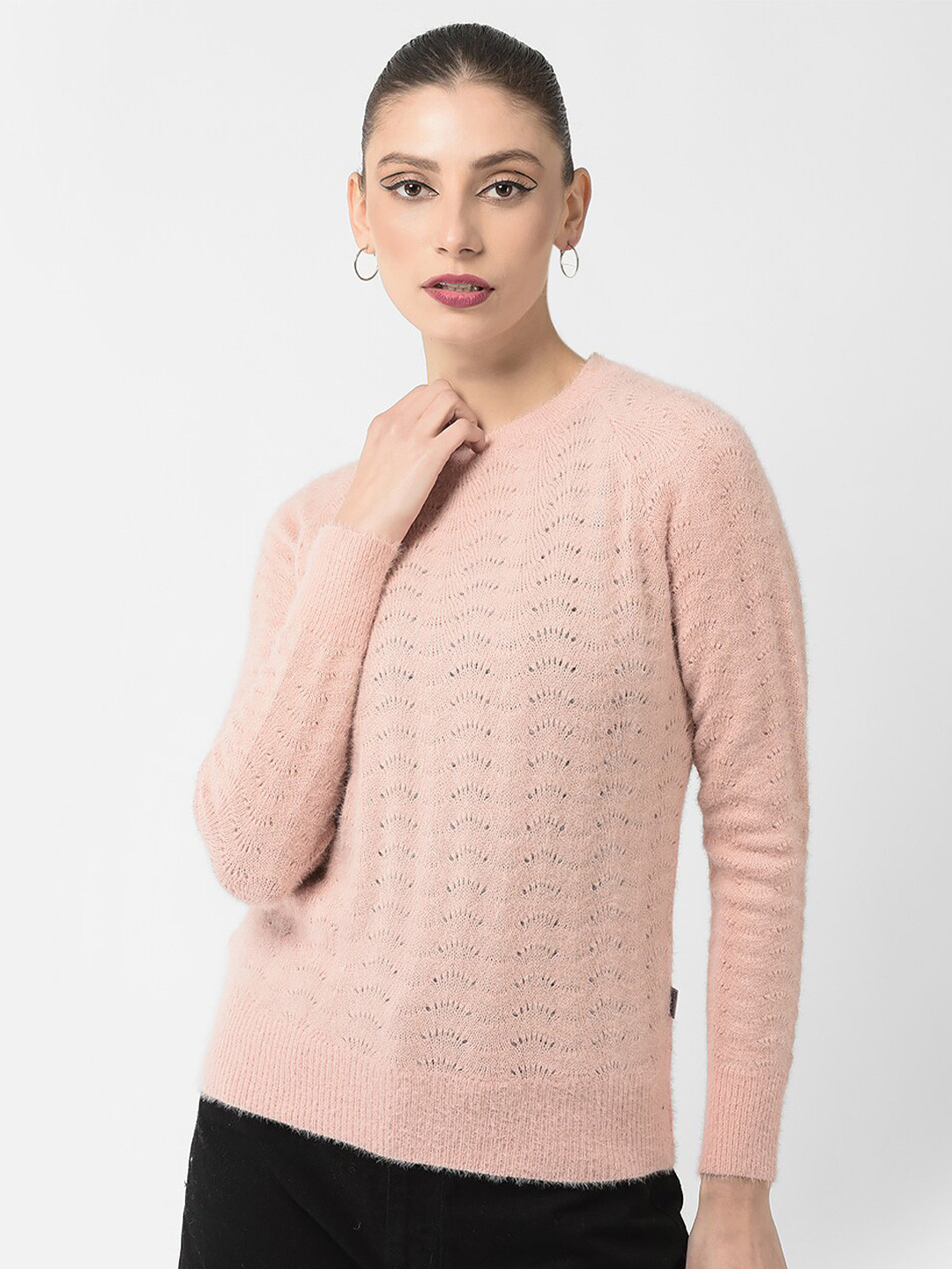 Crimsoune Club Women Open Knit Pullover Sweater